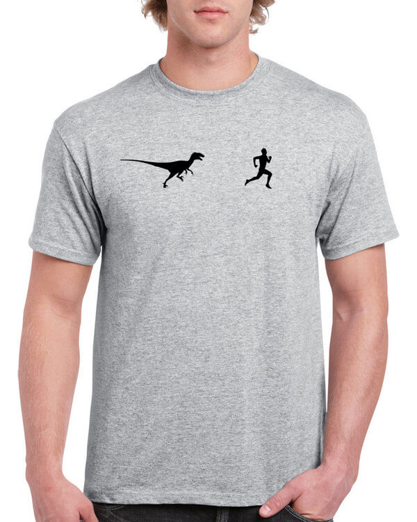 Funny Velociraptor Running Shirt - Funny T-Shirt - Dinosaur T-Shirt - Many Colors Available